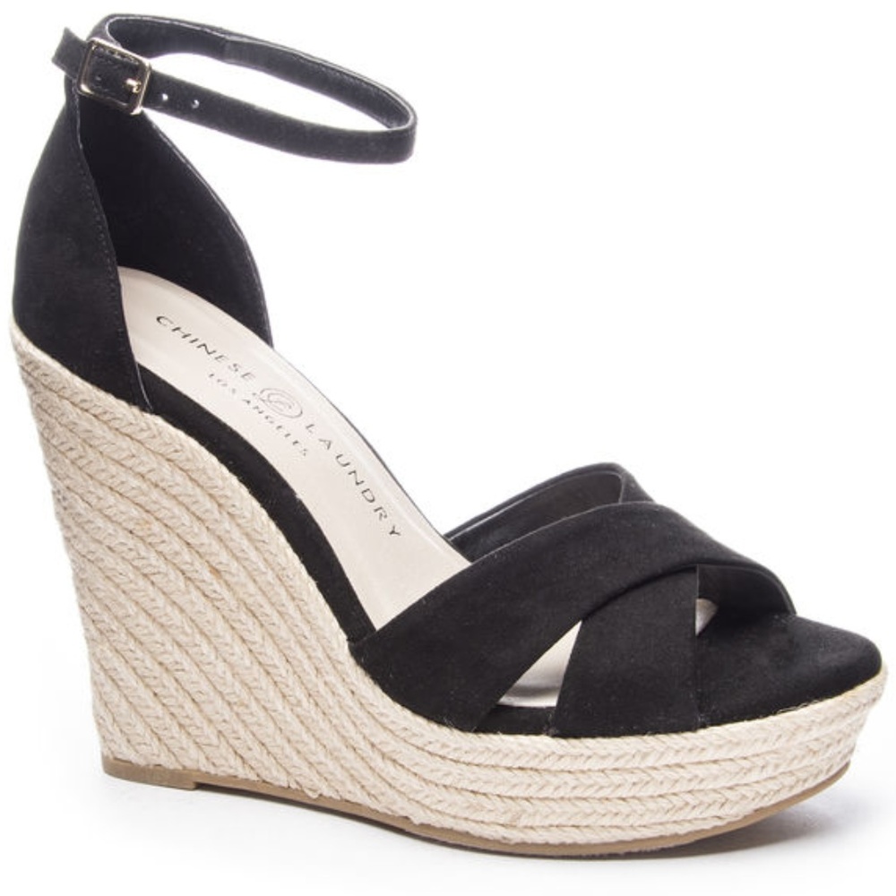 Chinese Laundry Morgan Espadrille Wedge Black